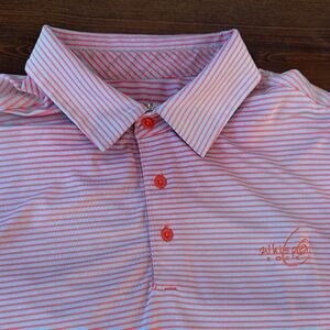 Under Armour Men's Polo Shirt - Red and Light Blue Stripes